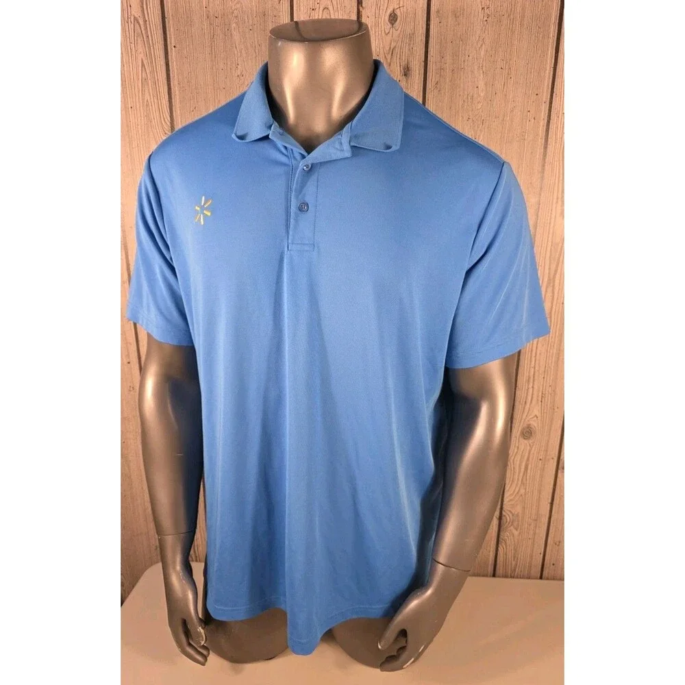 Walmart Polo Shirt Mens 3XL Blue Golf Stretch Employee Worker (Lot Of 2)